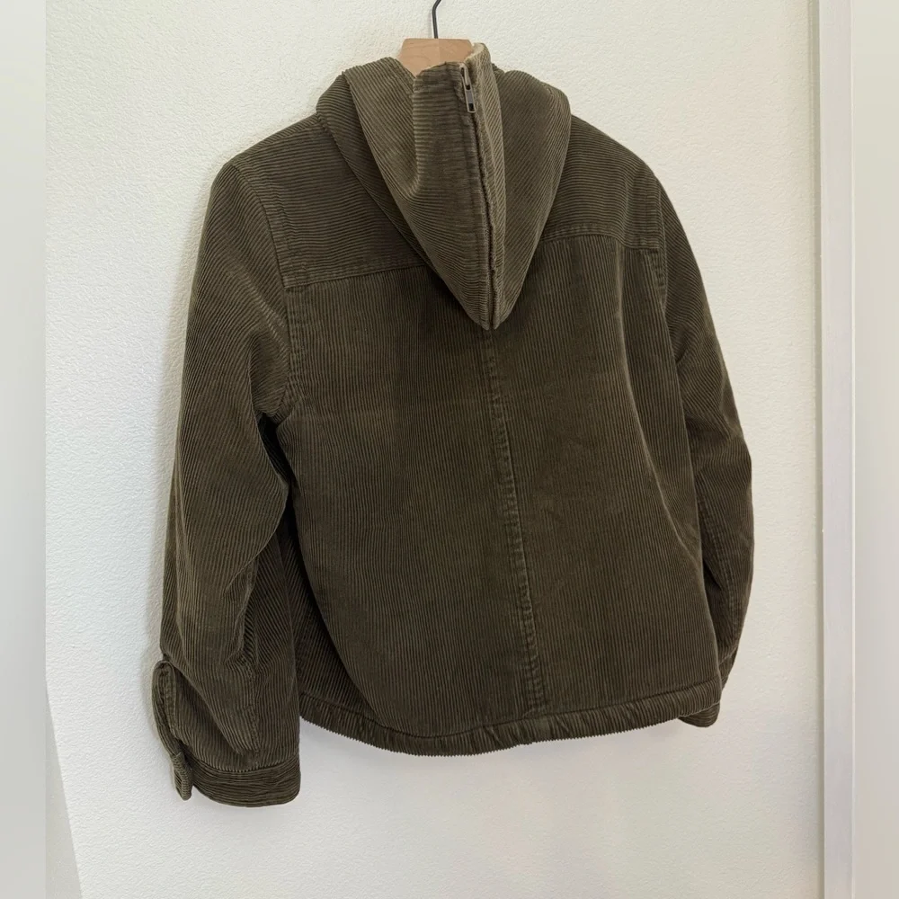 Vintage J. CrewY2k 90s Corduroy Sherpa lined Zip Hood Jacket Medium